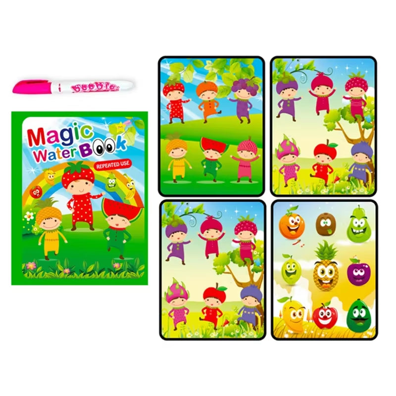 Children Early Education Toys Magical Book with Pen Water Drawing Montessori Toys Gift Reusable Coloring Book Magic Drawing Book